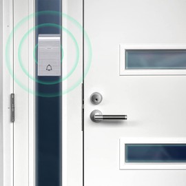 Wireless Doorbell DC Silver Self Powered Doorbell Wireless Outdoor Doorbell Waterproof 36 Melodies 3 Volume Levels