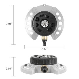 STYDDI Heavy Duty Metal Lawn Sprinkler Tower Sprinkler with 9 Patterns and Zinc Alloy Base for Small or Medium and Unusually Shaped Gardens and Yards