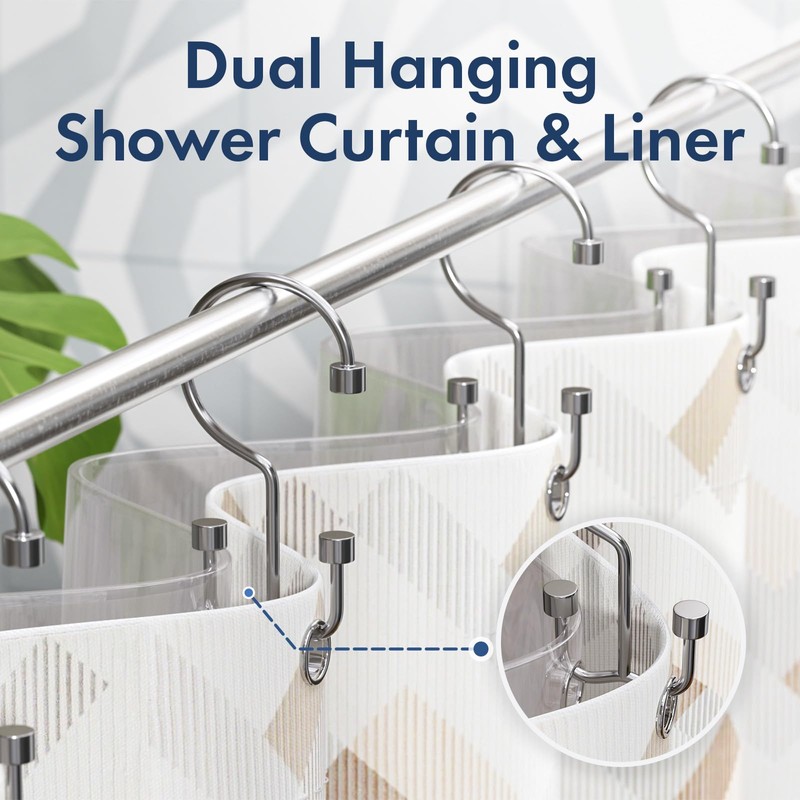 Bathway Shower Curtain Hooks Chrome Shower Curtain Rings, 12 Pcs