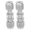2Pcs Compression Bulkhead 316 Stainless Steel Double Ferrule Fitting Connector