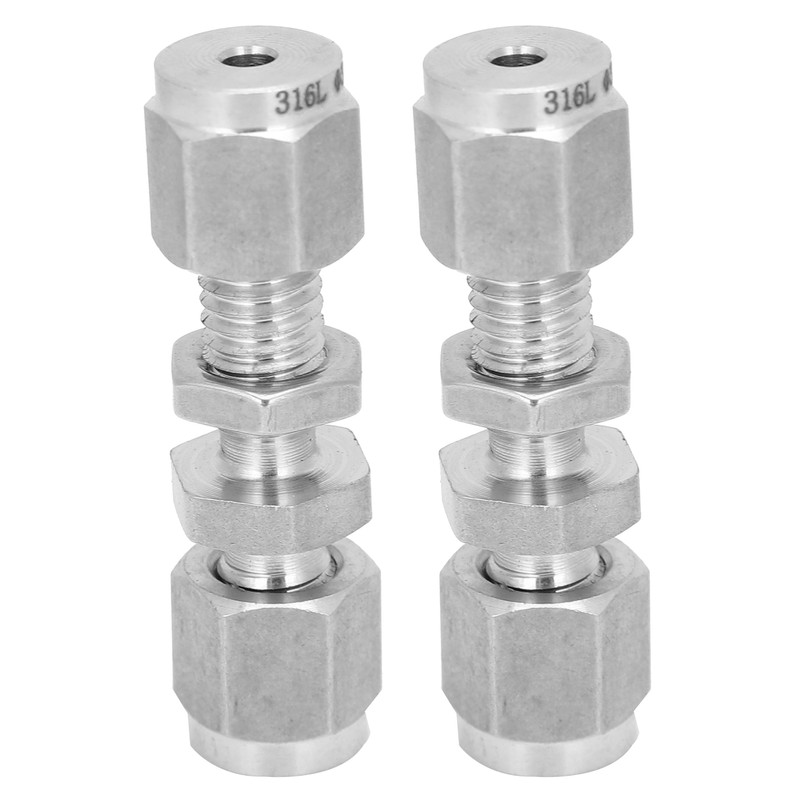 2Pcs Compression Bulkhead 316 Stainless Steel Double Ferrule Fitting Connector