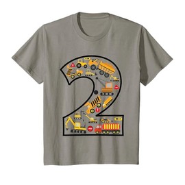 2nd Birthday Crane Excavator Truck 2 Year Old construction T-Shirt
