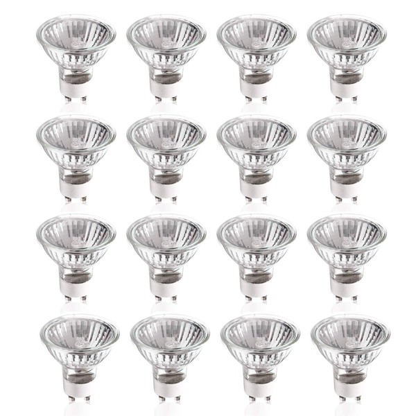 (16 Pack) 50W GU10 Halogen Compact Size Light Bulb 50 Watts 120V Bright Output Soft White, APL1605