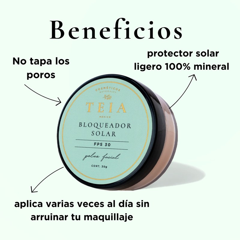 Teia cosméticos, Protector facial en polvo 30FPS 100% mineral… (Medio)