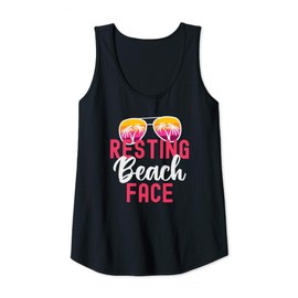 Womens Funny Vacation Girls Trip Girls Weekend Resting Beach Face Tank Top