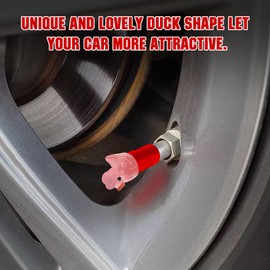 OYIXIO 4 Pack Duck Valve Stem Caps, Cute Metal Rubber Sealed Tire Air Valve Stem Covers, Interesting Car Tire Decoration. Universal Fit for Cars, SUVs, Bicycle, Trucks, Motorcycles.(Pink)