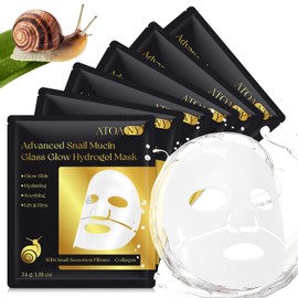 Snail Mucus Mask - Collagen Mask, Moisturising Mask with Hyaluronic Acid, Natural Daily Deep Moisturising for Dry, Sensitive Skin (Pack of 6)