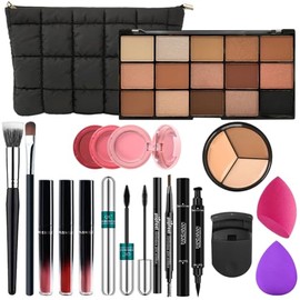 Kit de Maquillaje para Mujeres Niñas, Incluye Paleta de Sombras de ojos de 15 Colores, Esponja, Brocha, Lápiz para Cejas (15 COLOR)                   