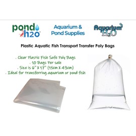 Clear Fish Transport & Transfer Plastic Bags 6'' x 17'' (15cm x 43 cm) Size, Aquarium Clear Fish Bags, Leak Proof Poly Bags, for Marine and Tropical Fish, Bag for Live Fish, 10 Pack