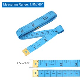 uxcell 2pcs 1.5M 4.92Ft 60" Tailor Seamstress Soft Plastic Flexible Ruler Tape Measure Blue
