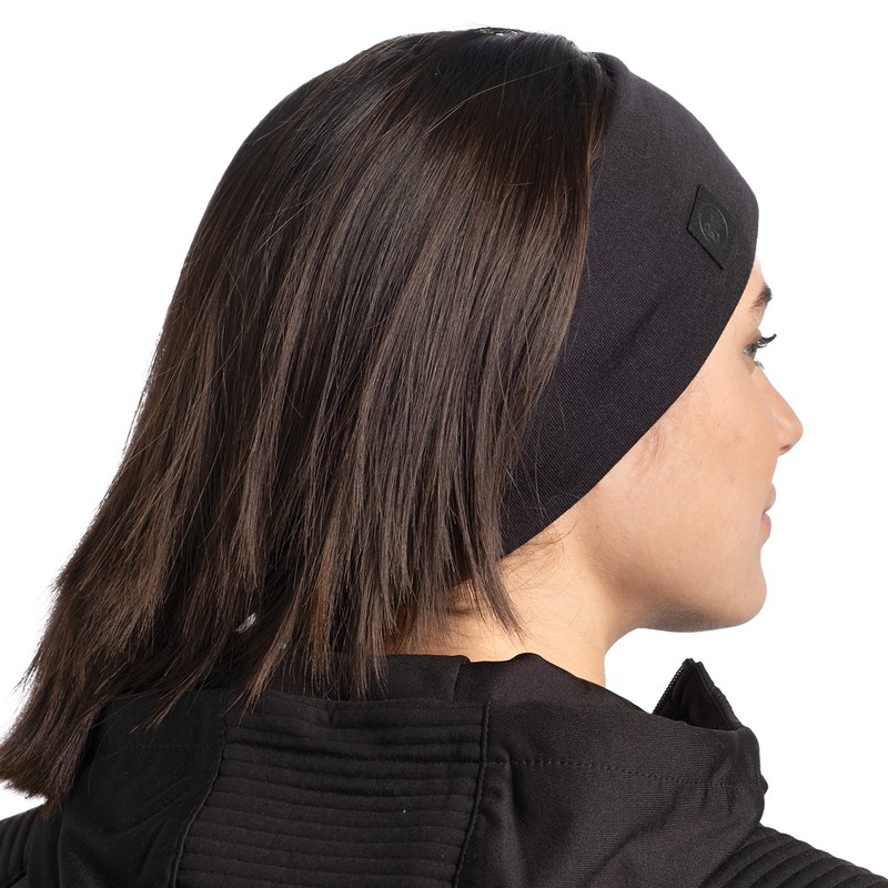 Buff Merino Wide Unisex Adult Headband Solid Black