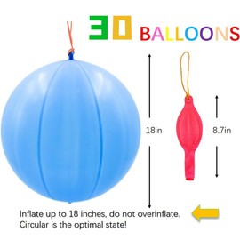 REYOK 30 PCS Sticky Hands 30 PCS Multi-Color Punch Balloons Wacky Fun Stretchy Sticky Hands for Party Bags Sticky Hands Toy Classroom Rewards Gifts for Kids Party Supplies