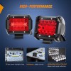 Nilight 4" LED Light Pod Red Triple Row 2PCS 60W