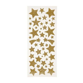 Glitter Stickers, sheet 10x24 cm, approx. 110 pc, gold, stars, 2sheets