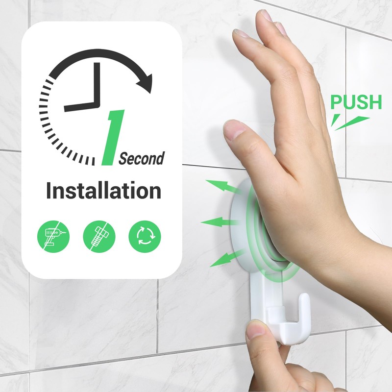 ilikable Bathroom Suction Hook 4 Packs, Detachable and Reusable Door