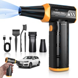 Compressed-air-Duster-Mini-Jet-Blower-Keyboard Cleaner-air Blower 300000 RPM -10000mAH-Replace can of air-car air dusters-Electric pc Duster-Turbo Fan-Cordless Cleaning Kits (Orange)