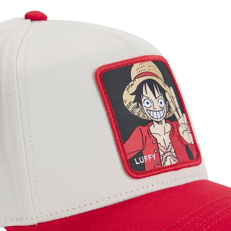 Capslab Luffy One Piece Beige Red Adjustable Snapback Cap