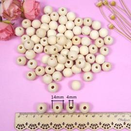 TOAOB 14 mm 150 Pieces Wooden Beads Round Natural Wooden Beads Crafts for DIY Handmade Decorations Jewellery Crafts Making