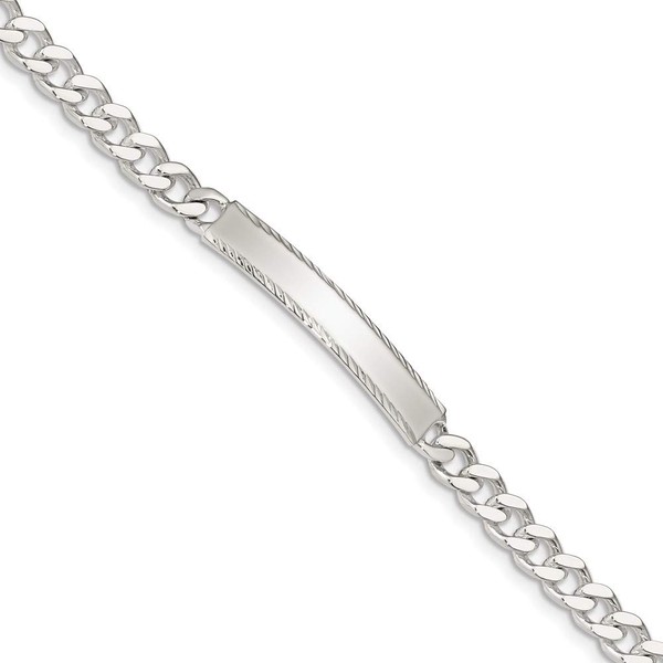 Polished Engravable Personalized Custom 925 Sterling Silver Diamond-cut Curb Link