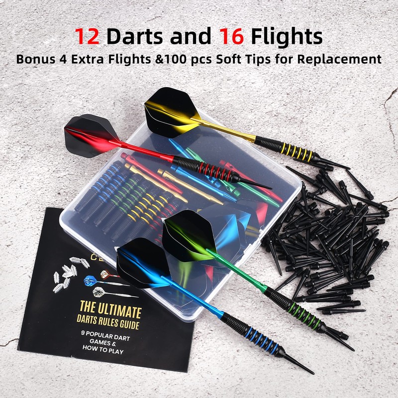 centaur 12 Pack Soft Tip Darts, Professional 18 Gram Plastic