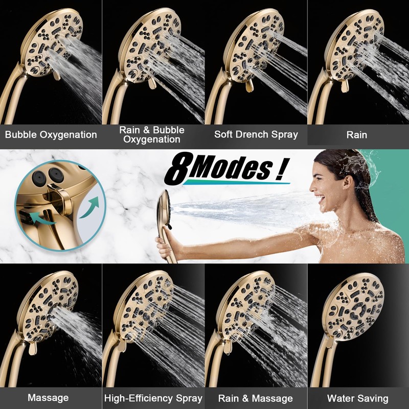 Cobbe 8 Functions Shower Head with handheld, High Pressure Shower
