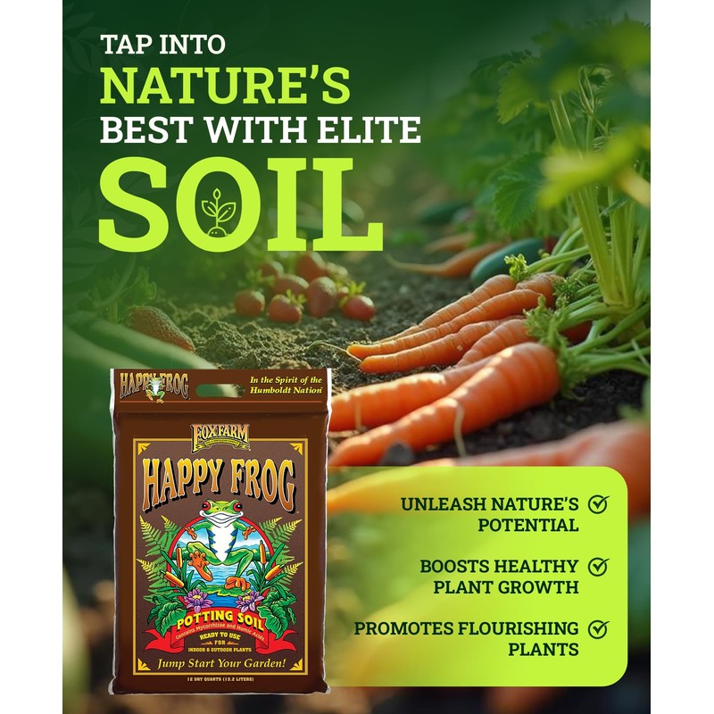 FoxFarm Happy Frog Potting Soil, 12qt – for Indoor/Outdoor Container