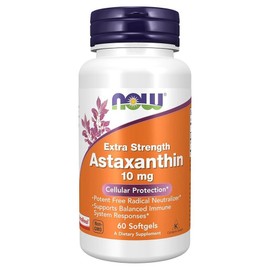 NOW Supplement Astaxanthin 10mg Extra Strength Non-GMO Haematococcus pluvialis From Microalgae, 1 Count / NOW 보충제 아스타잔틴 10mg 엑스트라 스트렝스 비-GMO 헤마토코커스 플루비알리스 미세조류에서, 1개