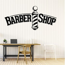 16 x 35 in Barbershop Wall Decal Vinyl Sticker - Barber Shop Hairdressing Salon Interior Decor - Scissors Beard Hair Tools Haircuts Shaves Logo for Wall Window Door - Room Decoration Art BSD1006