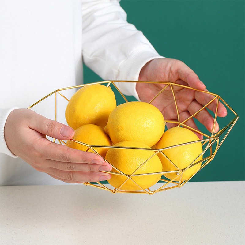 Soulnioi Fruit Bowl Geometric Fruit Basket Iron Storage Basket Decorative