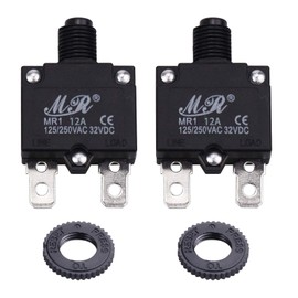 RKURCK 125/250V AC 32V DC Push Button Circuit Breaker 12 Amps, Thermal Overload Protector Switch, Manual Reset Thermal Circuit Breaker 12A