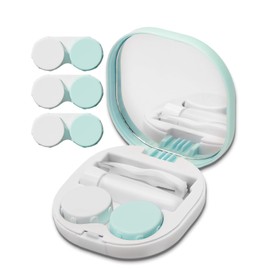 Contact Lens Case, Portable Contact Case with Contact Lens Applicator Tool and 3pcs Extra Solution Soaking Cases for Daily Vision Care and Outdoor Use, Travel Size (Mint Green)
