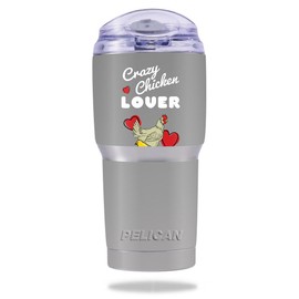MightySkins Skin Compatible with Pelican Tumbler 22 oz – Crazy Chicken Lover | Protective, Durable, and Unique Vinyl Decal wrap Cover | Easy to Apply, Remove, and Change Styles | Made in The USA