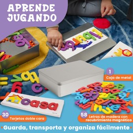 Magnetic Letters for Kids – Montessori Educational Game with 208 Pieces, Ideal for Learning to Read, Write and Count in a Fun, Safe and Creative Way + Includes Accents and the ñ