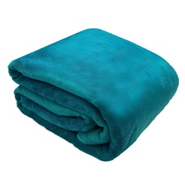 Comfort Lab Plush Flannel Bed Blanket - Soft, Lightweight, Fleece Blanket for Couch, Bed & Home Decor - Anti Pilling and Non Shedding Fleece Bed Blanket - Full/Queen (90" x 90") - Teal