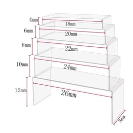 Loopunk 5 Pieces Acrylic Display Stands 5 Sizes Acrylic Display Stand for Jewelry Display Home Shop with Foil Protector Stocking