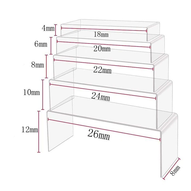 Loopunk 5 Pieces Acrylic Display Stands 5 Sizes Acrylic Display