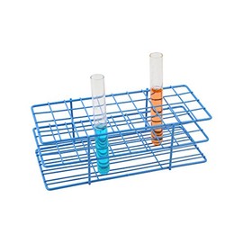Blue Epoxy Coated Steel Wire Test Tube Rack, 40 Holes, Outer Diameter Permitted of Tubes 18-20mm or Less, 4 X 10 Format