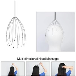 20 Fingers Metal Head Massager, Stocking Stuffer Stress Relief Scalp Massager for Men & Women, Portable Tingler Scalp Head Scratcher Massaging Tool for Hair Stimulation & Body Relaxation.