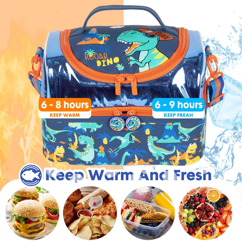 YOYTOO Kids Double Decker Cooler Insulated Lunch Bag, Back to