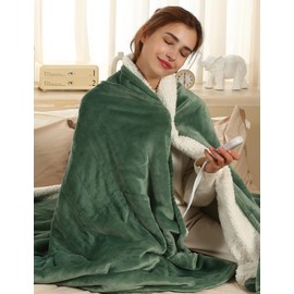 ESTINGO Heated Blanket Full Size, Full Electric Blanket with 1-10 Hours Adjustable Timer & 6 Heating Levels, Fast Heating Blanket with Full Body Warming, Overheating Protection, 72"x84", Hunter Green