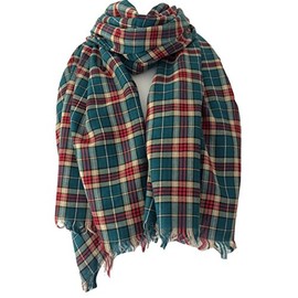 Purple Possum® Tartan Scarf Ladies Teal Blue Green Beige Red Plaid Shawl Mens Cotton Checked Fair Trade Scarf