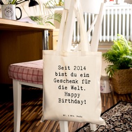 Mr. & Mrs. Panda Tragetasche Spruch 2014 Geburtstag Geschenk - besondere Person, Alter, Geschenk für die Welt, Einkaufstasche, Jutetasche, Happy