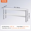 VEVOR Double Overshelf, Double Tier Stainless Steel Overshelf, 12 x