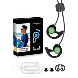 Hearprotek Swimmer Ear Plugs, 1 Pair Custom-fit Water Protection Adult Swimming Earplugs for Swimmers Surfer, Universal-fit with Lanyard, Perfect for Swimming,Surfing, Other Water Activities Black