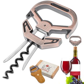 LUCYLANKER Ah So Wine Opener, Old Wine Corkscrew with Portable Leather Case, Two Prong Cork Puller, for Wine Connoisseurs & Collectors to Uncork, Ideal Gifts for Wine Lovers (Sleek Copper)