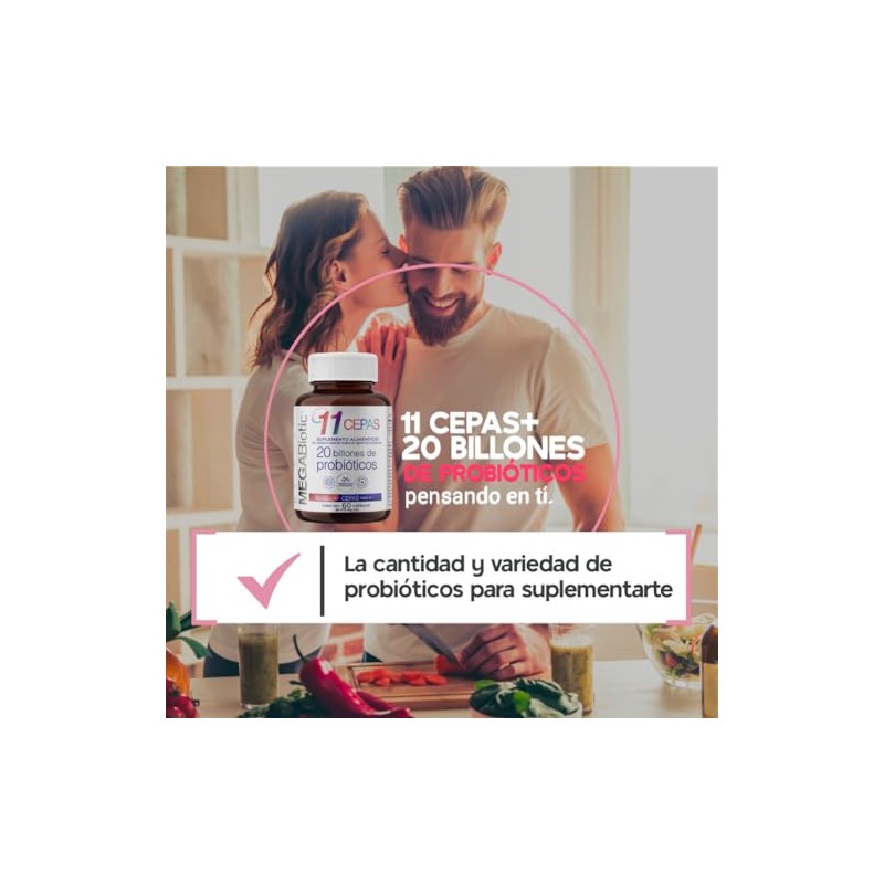 MegaBiotic Probióticos 20 Billones y 11 Cepas 60 cápsulas 570mg