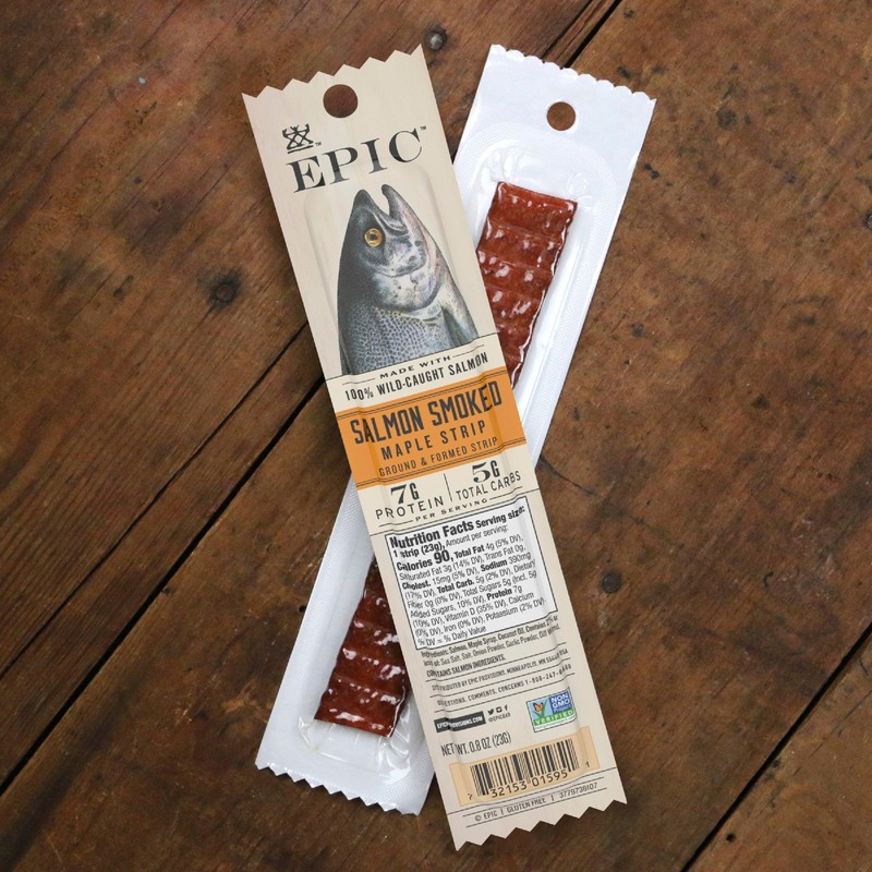 EPIC Salmon Smoked Maple Strips, Wild Caught, Paleo Friendly, Protein