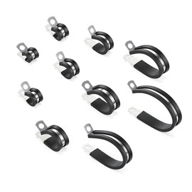 FARRAY 92PCS Cable Clamps Assortment Kit, 10 Sizes Stainless Steel Wire Clamps with Rubber Cushion for Wire, Pipe, Hose Management - 1/4", 5/16", 3/8", 1/2", 5/8", 3/4", 1", 1-1/4", 1-1/2", 1-3/4"