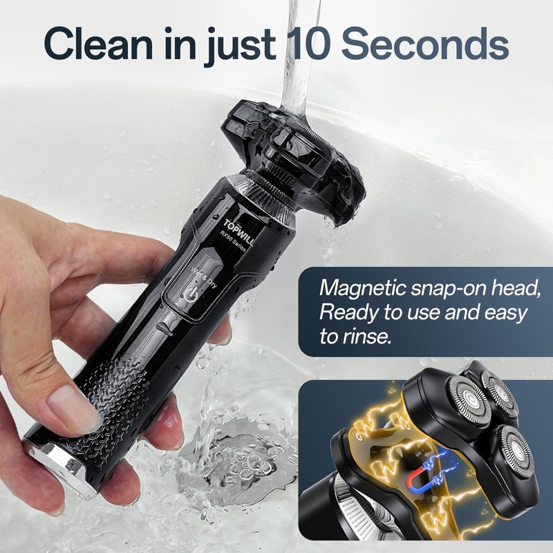 Electric Shaver for Men, 3-in-1 Rechargeable Razor and Trimmer