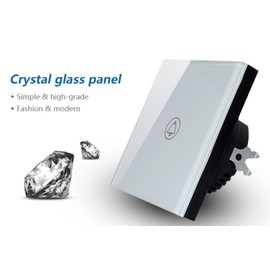 Touch Doorbell Switch Wall Bell Switch EU Standard AC110-250V White Touch Glass Panel